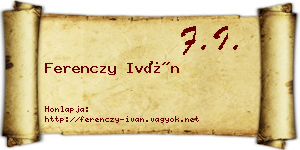 Ferenczy Iván névjegykártya